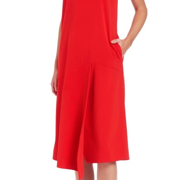 NWT! Tibi Bright Orange-Red Strapless Cocktail Dress w/ Asymmetrical Hem Sz 4 - Picture 3 of 10